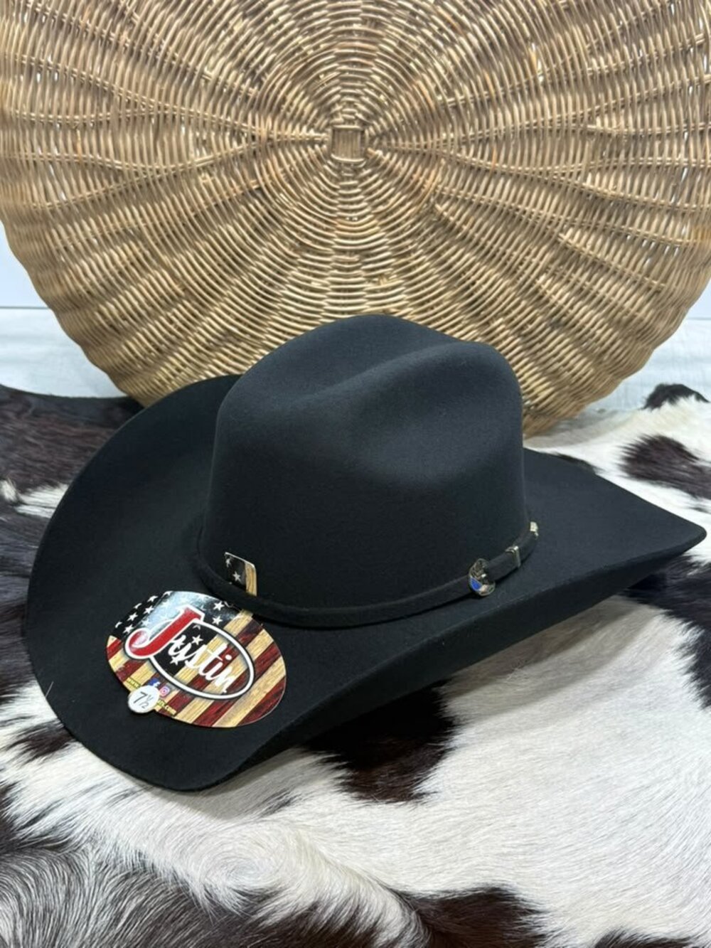 Justin 3X Americana Black Wool Cowboy Hat 7 1/2